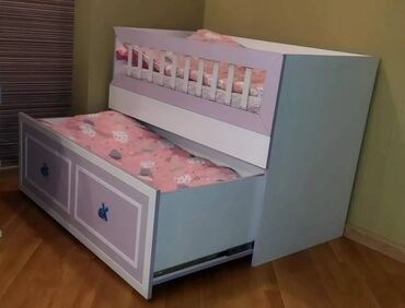 xaş sifariş: Для девочки и мальчика, Кровать, Без матраса, С выдвижными ящиками, МДФ