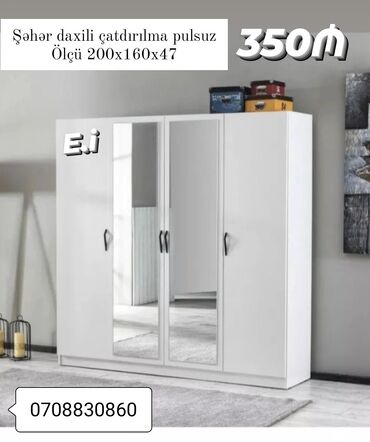 Çarpayılar: Yeni, Açılan, 4 qapılı Qarderob, paltar dolabı