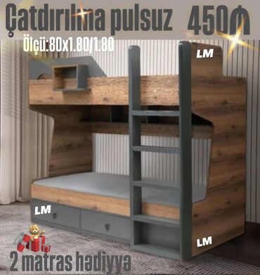 Çarpayılar: İkimərtəbəli çarpayılar 2 matras hədiyyə🎁 Bir başa