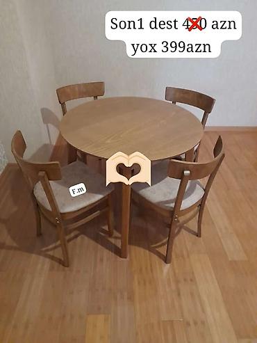 masa usdu kapter: Mətbəx üçün, Yeni, Yumru masa, 4 stul — 1