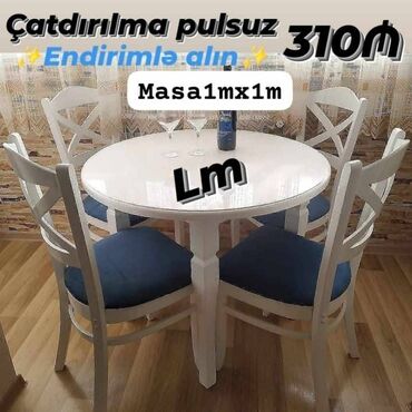 продам стол и стулья: Mdf yumru masa desti Ölçü bağlı 90*90 Şəhər içi çatdırılma pulsuzdur