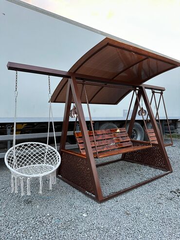 Садовые качели: Садовые качели Металл, Со спинкой, С крышей — 5