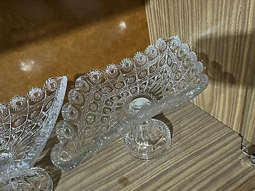 Kristal ayaqlı meyvə qabı. 3u 15azn - Material: qalın, şəffaf kəsim