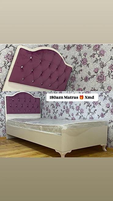 taxta biti: Tək nəfərlik çarpayı – yumşaq başlıqla - Başlıq: bənövşəyi rəngdə — 1