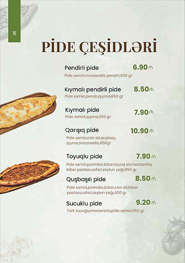 toyuq məhsulları: Pide çeşidləri – 650 qramlıq doyumlu porsiyalar - Pendirli pide – — 1