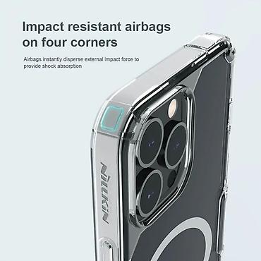 Maske i futrole za telefone: Maska Nillkin Nature Pro Magnetic za iPhone 15 6.1 plava. Pored — 14
