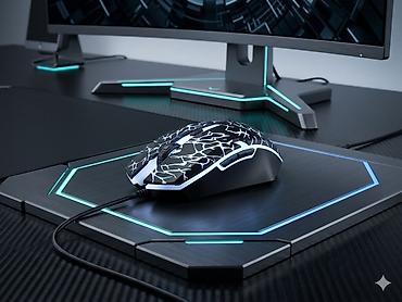 🖱️Игровая проводная мышь с RGB‑подсветкой, переливается в разный цвет