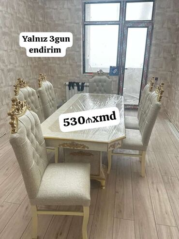 Masa və oturacaq dəstləri: Qonaq otağı üçün, Yeni, Açılmayan, Oval masa, 6 stul -da lalafo.az — 3 Masa və oturacaq dəstləri: Qonaq otağı üçün, Yeni, Açılmayan, Oval masa, 6 stul — 3