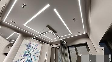 alçıpan tavan modelleri: Gizli LED işıqlandırma ilə alçıpan tavan dizaynı və quraşdırılması — 4