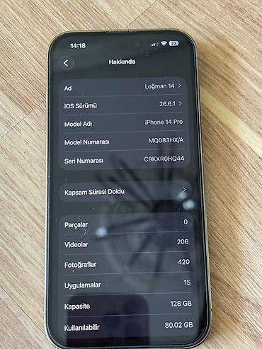 i̇pone 14: IPhone 14 Pro, 128 GB, Gümüşü, Face ID — 4
