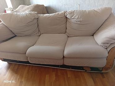 Bej rəngli yumşaq mebel dəsti - Tərkib: 3 nəfərlik divan + geniş 2