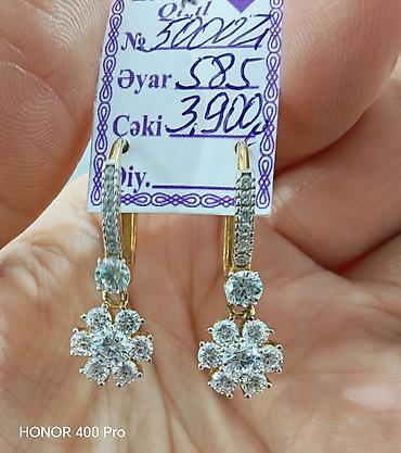 Sırğa, Sarı qızıl, 585 Əyar, 3900 g