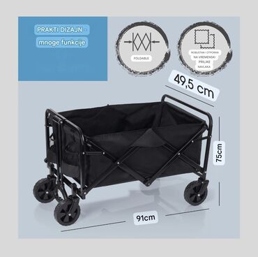 Baštenski alati i oprema: Praktična sklopiva baštenska kolica crne boje, idealna za prenošenje — 2