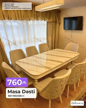 Ev və bağ: Masa Dəsti – 90×160/200 sm - Mexanizm: açılan (uzadıla bilən) - Ölçü — 1