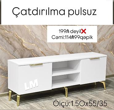 TV altlığı: Ağ rəngli TV tumbası / media konsolu - Ölçü: 1.50 x 55 x 35 - Dizayn — 1
