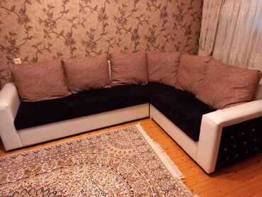 диван и 2 кресла мягкая мебель: Künc divan, İşlənmiş, Açılmayan, Bazasız, Vеlur parça, Çatdırılma yoxdur