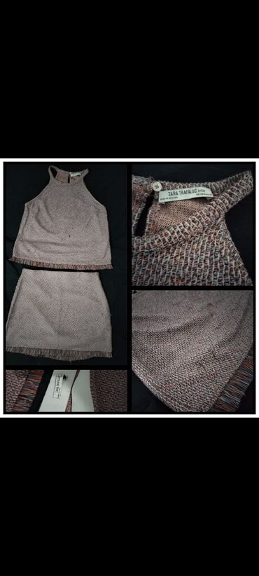 komplet suknja i majica: Zara, S (EU 36), M (EU 38), Jednobojni, bоја - Siva