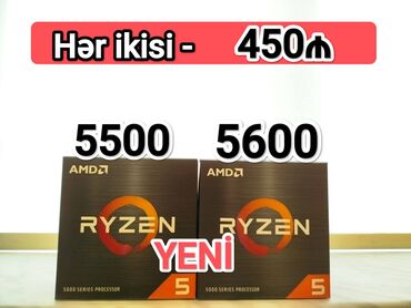 kompyuter hisseleri: Prosessor AMD Ryzen 5 5500/5600, > 4 GHz, 6 nüvə, Yeni