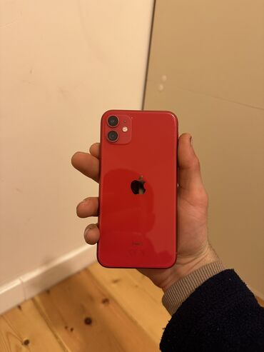 Apple iPhone: IPhone 11, 64 GB, Qırmızı, Zəmanət, Barmaq izi, Simsiz şarj