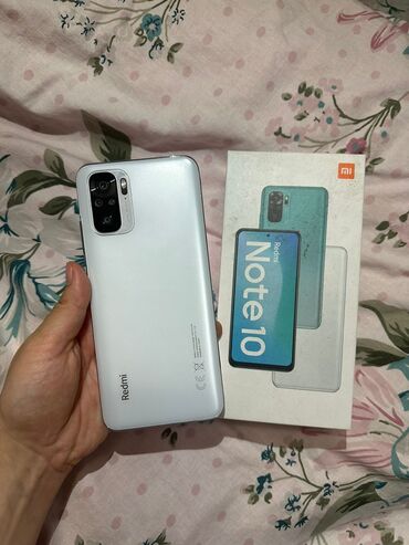 телефоны за 8000 сом: Xiaomi, Redmi Note 10, Б/у, 128 ГБ, цвет - Белый, 2 SIM