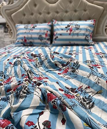 bed sheets: Постельное белье из хлопка 100% с разноцветными принтами Полуторки — 2