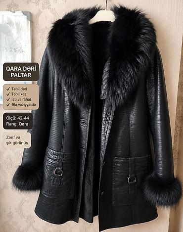 Paltolar: Qara dəri paltar - Material: təbii dəri - Yaxa və ətək hissədə təbii — 1