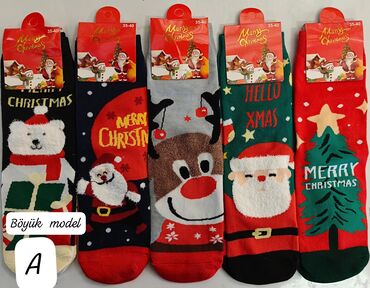 Kolqotkalar, corablar: Yeni il temalı corablar – 35-40 ölçü aralığı - Dizaynlar: Santa — 7