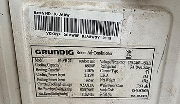 kond: Grundig split kondisioner – model GHVH 241 - Növ: Room Air — 2