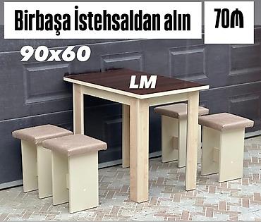 ad gunu stolu: Mətbəx üçün, Yeni, Açılmayan, Dördbucaq masa, 4 stul — 1