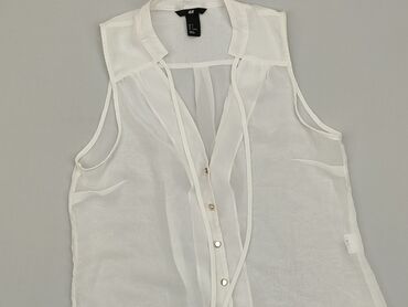 białe bluzki z kołnierzykiem krótki rękaw: Shirt, H&M, S (EU 36), condition - Good