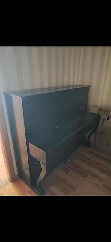 - Korpus: klassik düz (upright) model, qara rəngli ağac örtük -