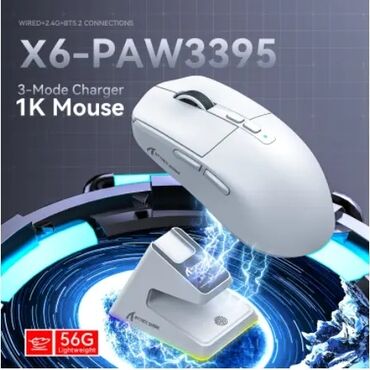 Mauslar: ATTACK SHARK X6 Gaming mouse sensor:PAW3395 düymə:Huannuo 80 mln