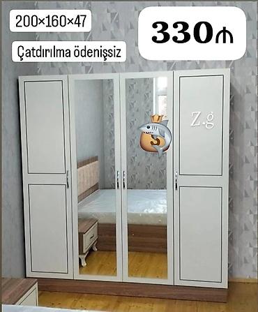 yatag destleri: Dördkapılı geyim dolabı - Ölçülər: 200 × 160 × 47 sm - Ön hissədə 2 — 1