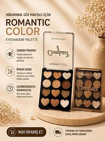 Göz kölgələri: ROMANTIC COLOR Eyeshadow Palette - Göz makiyajı üçün peşəkar ten — 3