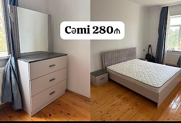 ucuz kamot: Yataq otağı mebel dəsti - Rəng: açıq boz, tünd boz detallarla - — 1