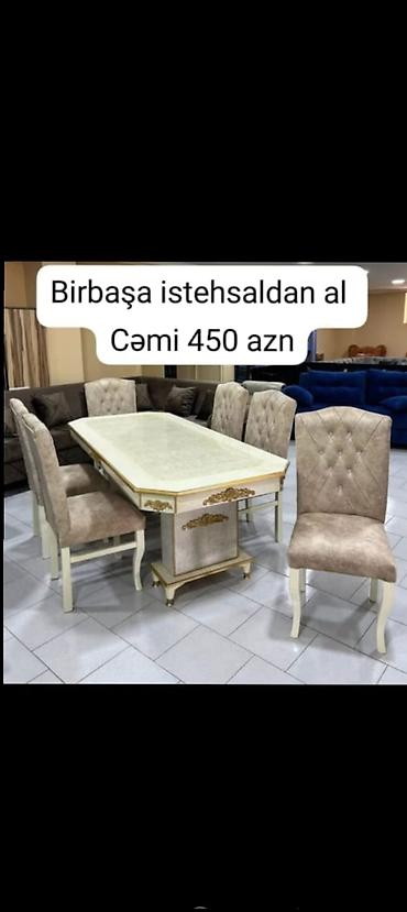 divanlar 2 el: Qonaq otağı üçün, Yeni, Açılmayan, Dördbucaq masa, 6 stul — 1