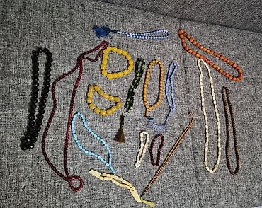 Bijuteriya: Müxtəlif təsbeh və boyunbağı kolleksiyası - Təbii formalı krem rəngli — 5