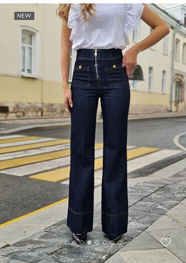 женские джинсы трубы: Клеш, Турция, Высокая талия