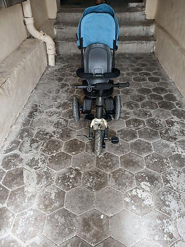 velosiped 3 təkərli: Uşaq üçtəkərli velosiped/körpə arabası 2-si 1-də - Rəng: mavi (göy) — 3