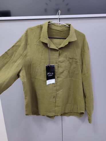 мужские рубашки: Блузка, Пахта, Solid print, Кыскартылган модель