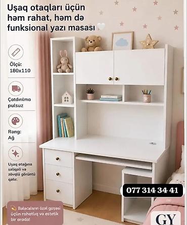sederek is: Uşaq otaqları üçün rahat və funksional yazı masası - Ölçü: 180 x 110 — 1