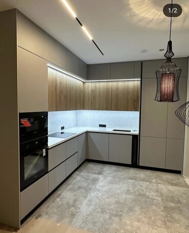 Sifarişlə mətbəx mebeli: Sifarişlə mətbəx dəsti, Özü çəkən petlələr, MDF, Kredit yoxdur — 2