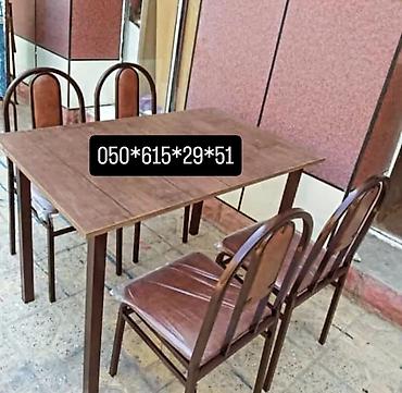 balkon masasi: Dörd nəfərlik stol,stul dəsti - Tərkib: 1 masa + 4 stul - Stil — 1