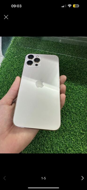 Мобильные телефоны: IPhone 12 Pro Max, Б/у, 256 ГБ, Matte Gold, Защитное стекло, 93 %