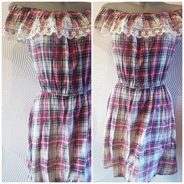 vaikiki haljine: NOVA KARIRANA HALJINA M Prelepa nova haljina,off the shoulder Pazuh do