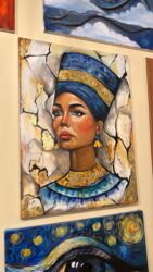 öküz şəkili: El ishidir. Ketan uzerinde yagli boya texnikasi ile ishlenib