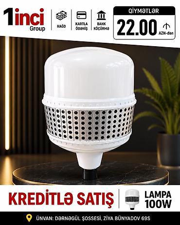Lampa 100W - Güc: 100W - Geniş işıq yayımı üçün mat ağ diffuzorlu