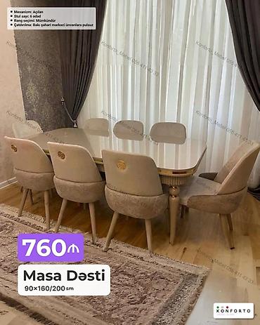 Ev və bağ: Masa Dəsti – 90×160/200 sm - Mexanizm: açılan (uzadıla bilən) - Stul — 1