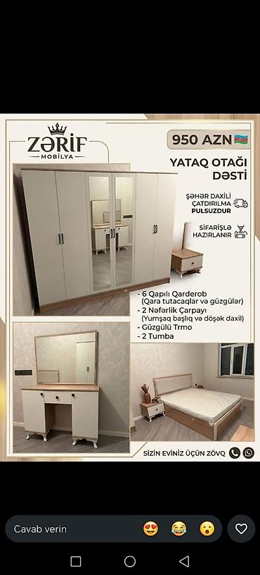 Zərif Mobilya – Yataq otağı dəsti Qiymət: 950 AZN Dəst tərkibi: - 6 lalafo.az -da Zərif Mobilya – Yataq otağı dəsti Qiymət: 950 AZN Dəst tərkibi: - 6