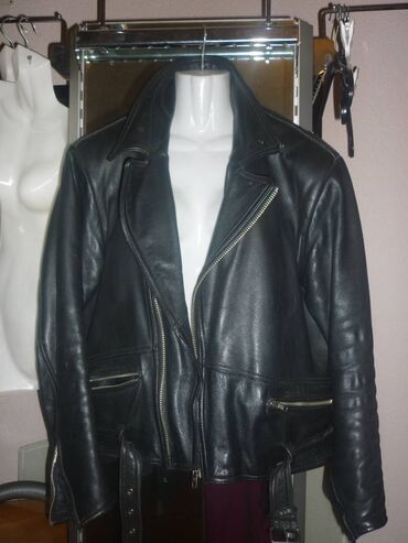 velur jakna: Leather jacket Genuine leather, XL (EU 54), color - Black